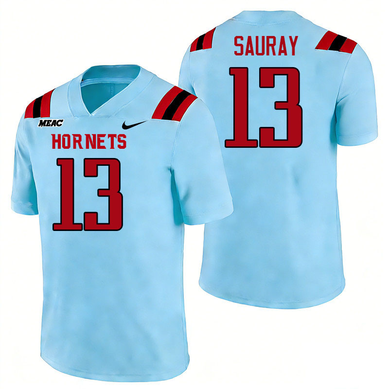Delaware State Hornets #13 Jayden Sauray College Football Jerseys,Uniforms Stitched-Light Blue